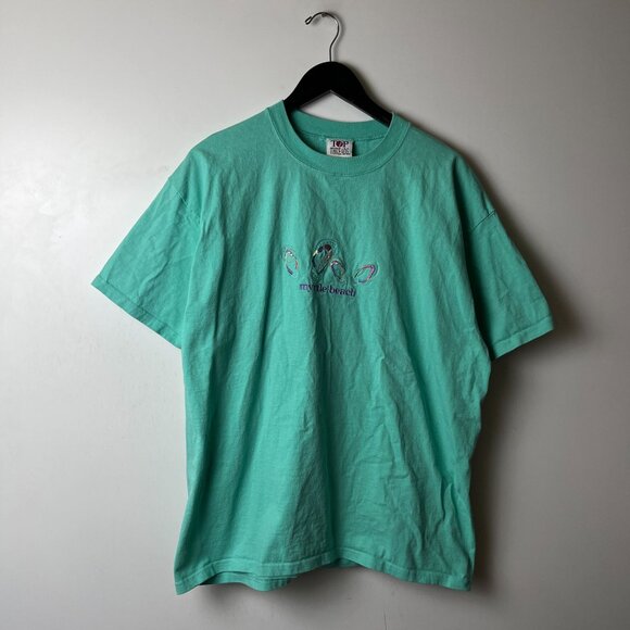 Myrtle Beach T Shirt Vintage Green Extra Large XL Embroidered Tee - Picture 8 of 12